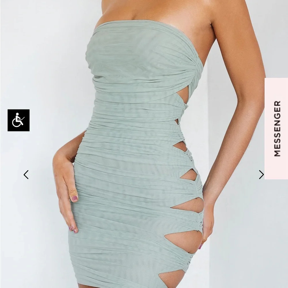 Elegant Sage Green Strapless Dress
